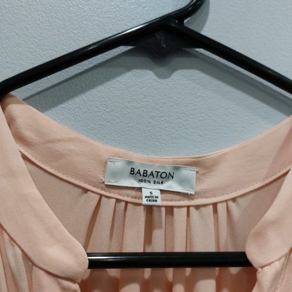 Aritzia Babaton Benedict Button Up Silk Shirt Dress Small Peachy Pink - Picture 2 of 7